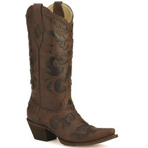 Corral Vintage Women’s C1957 Lizard Overlay Snip Toe Boots Size 10